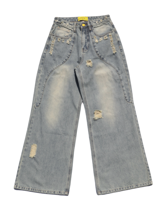 Baggy Star Studded Distressed Jeans